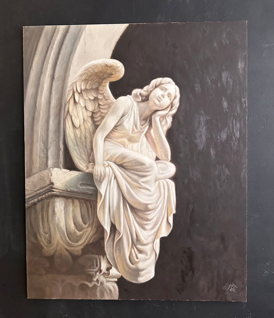 Un quadro che vende l'artista che rappresenta una statua